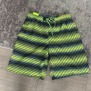 NIKE Men's Neon Green Black Surfing Swim Trunks Board-shorts Sz XL
